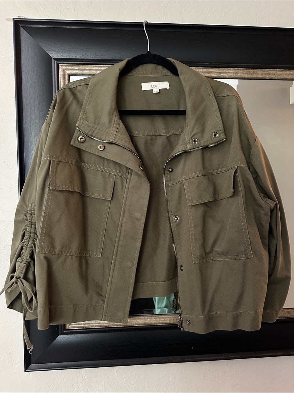 LOFT Olive Green Utility Jacket with Front Pockets